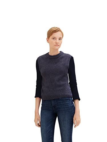 TOM TAILOR Denim Damen Basic Pullunder 1033059, 10591 - Dark Blue Melange, XL von TOM TAILOR Denim