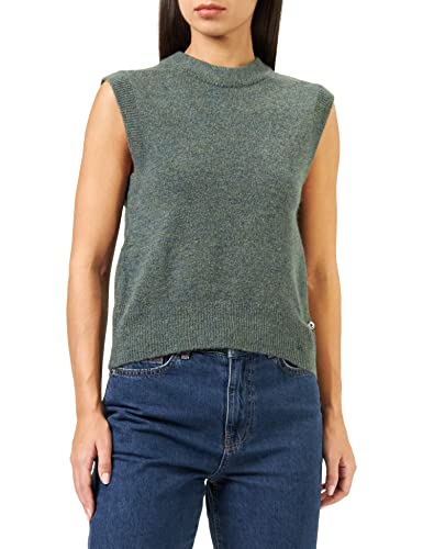 TOM TAILOR Denim Damen Basic Pullunder 1033059, 30358 - Green Dust Melange, L von TOM TAILOR Denim