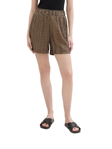 TOM TAILOR Denim Damen Basic Stoff-Shorts, black beige stripe, M von TOM TAILOR Denim