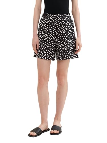 TOM TAILOR Denim Damen Basic Stoff-Shorts, black flower minimal print, XXL von TOM TAILOR Denim