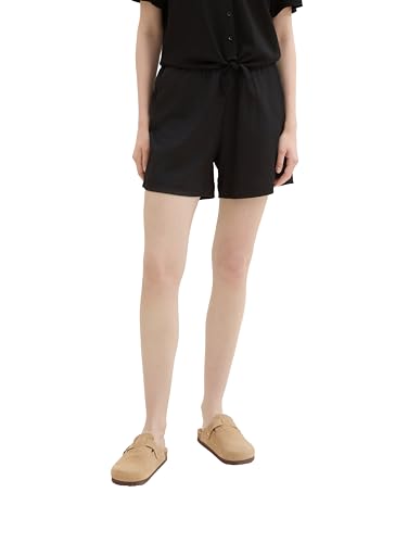 TOM TAILOR Denim Damen Basic Stoff-Shorts, deep black, XXL von TOM TAILOR Denim