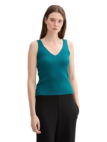 TOM TAILOR Denim Damen Basic Strick-Top mit Struktur, rough green, M von TOM TAILOR Denim