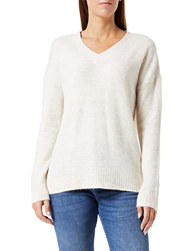 TOM TAILOR Denim Damen Basic Strickpullover 1034498, 24421 - Creme Beige Melange, M von TOM TAILOR Denim