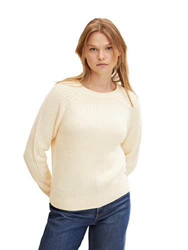 TOM TAILOR Denim Damen Basic Strickpullover 1034527, 22515 - Soft Creme Beige, M von TOM TAILOR Denim