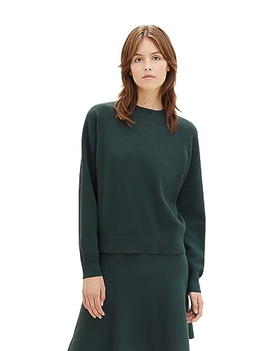 TOM TAILOR Denim Damen Basic Strickpullover mit Struktur , huntsman green, XS von TOM TAILOR Denim