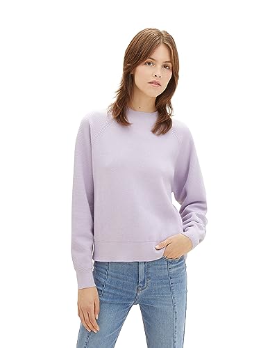 TOM TAILOR Denim Damen Basic Strickpullover mit Struktur , soft lavender, L von TOM TAILOR Denim