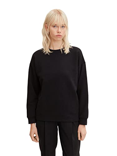 TOM TAILOR Denim Damen Basic Sweatshirt 1034510, 14482 - Deep Black, XS von TOM TAILOR Denim