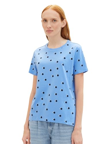 TOM TAILOR Denim Damen Basic T-Shirt mit Rundhalsausschnitt, blue dot print, XXL TOM TAILOR Denim Damen Basic T-Shirt mit Rundhalsausschnitt, blue dot print, XXL von TOM TAILOR Denim
