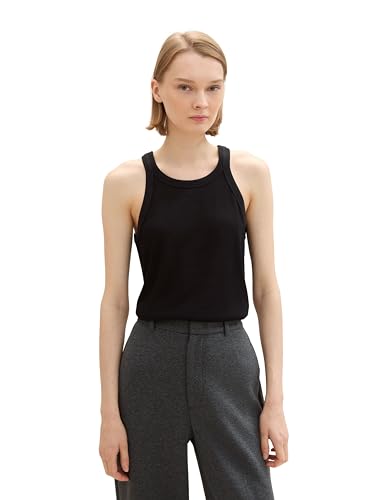 TOM TAILOR Denim Damen Basic Tanktop, deep black, M von TOM TAILOR Denim