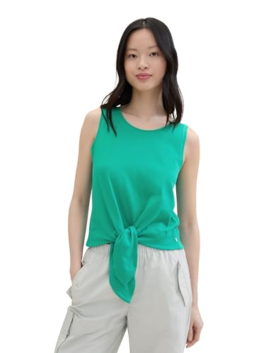 TOM TAILOR Denim Damen Basic Tanktop mit Knotendetail, bright green, L von TOM TAILOR Denim