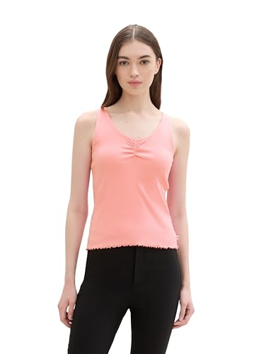 TOM TAILOR Denim Damen Basic Tanktop mit Raffung, shell pink, XS von TOM TAILOR Denim