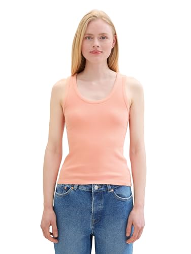 TOM TAILOR Denim Damen Basic Tanktop mit Ripp, burnt terracotta, M von TOM TAILOR Denim