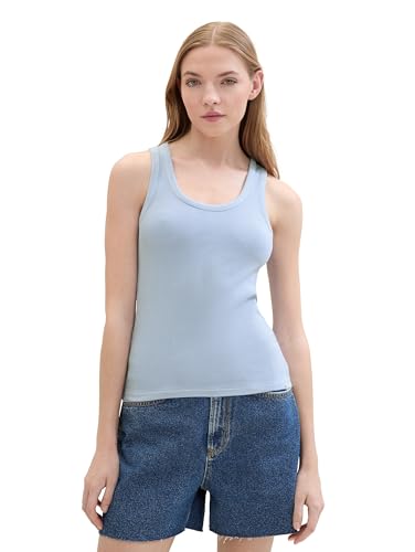 TOM TAILOR Denim Damen Basic Tanktop mit Ripp, dusty cornflower, M von TOM TAILOR Denim