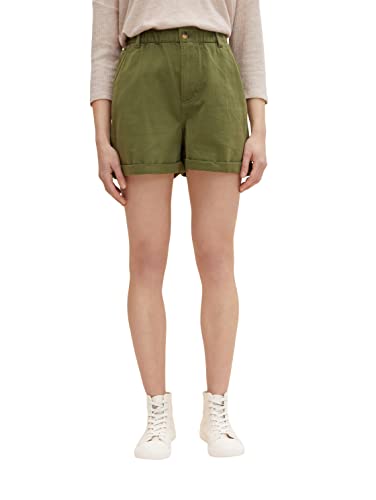 TOM TAILOR Denim Damen Bermuda Paperbag Shorts 1030970, 22694 - Cypress Olive, XS von TOM TAILOR Denim