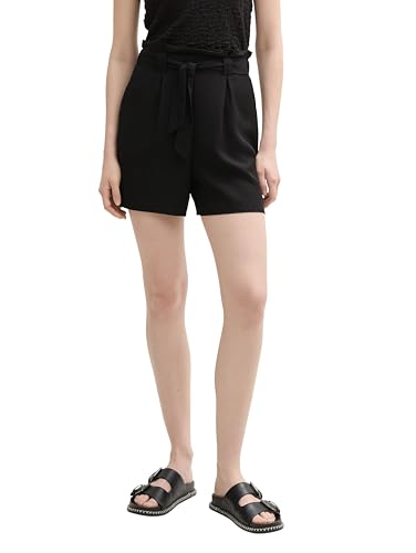 TOM TAILOR Denim Damen Paperbag Relaxed Fit Shorts mit Bindegürtel von TOM TAILOR Denim