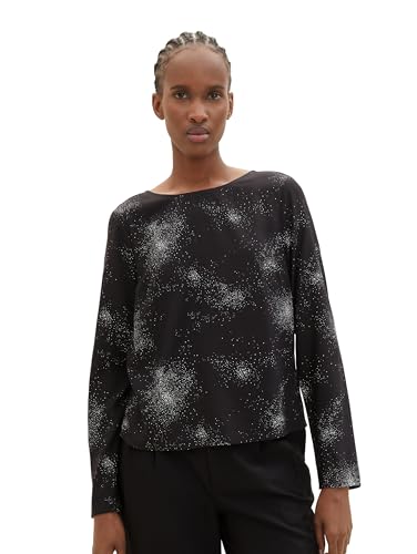 TOM TAILOR Denim Damen Bluse mit Muster , black sparkle print, M von TOM TAILOR Denim