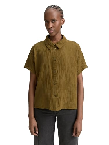 TOM TAILOR Denim Damen 1046632 Bluse, 10370-Golden Olive Green, M von TOM TAILOR Denim