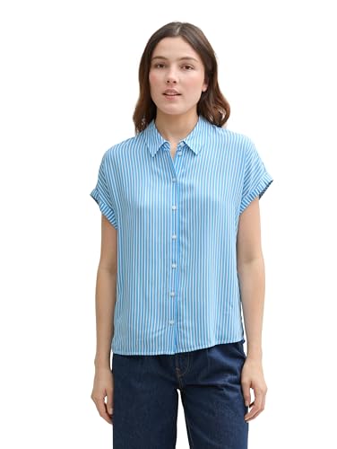 TOM TAILOR Denim Damen 1047035 Bluse, 37811-Vertical Blue White Stripe, M von TOM TAILOR Denim