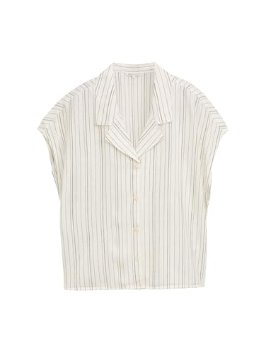 TOM TAILOR Denim Damen 1046623 Bluse, 37833-White Olive Vertical Stripe, S von TOM TAILOR Denim