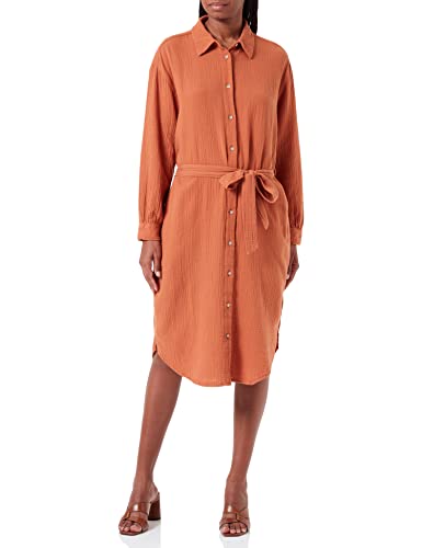 TOM TAILOR Denim Damen Blusenkleid mit Bindegürtel 1032830, 30027 - Amber Orange, XL von TOM TAILOR Denim