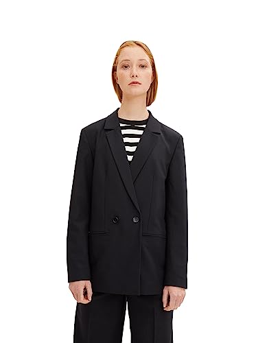 TOM TAILOR Denim Damen Boyfriend Blazer 1034108, 14482 - Deep Black, XL von TOM TAILOR Denim