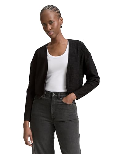 TOM TAILOR Denim Damen 1046680 Cardigan Strickjacke, 14482-Deep Black, S von TOM TAILOR Denim