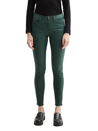 TOM TAILOR Denim Damen Coated NELA Extra Skinny Jeans in Leder-Optik, 10362 - Dark Gable Green, 31/30 von TOM TAILOR Denim