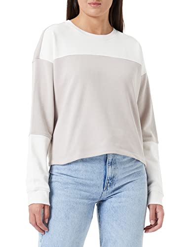 TOM TAILOR Denim Damen Colorblock Pullover 1032934, 30470 - Beige Grey Colorblock, M von TOM TAILOR Denim