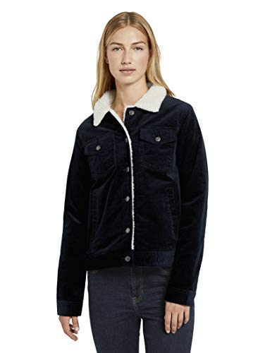 TOM TAILOR Denim Damen Corduroy Cordjacke mit Kragen, 10668-Sky Captain Blue, XXL von TOM TAILOR Denim