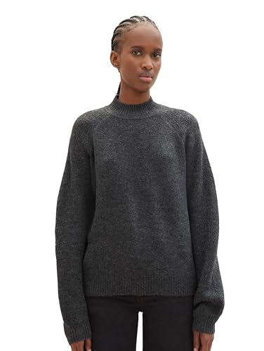 TOM TAILOR Denim Damen Cosy Pullover mit Rollkragen , Shale Grey Melange, XS von TOM TAILOR Denim