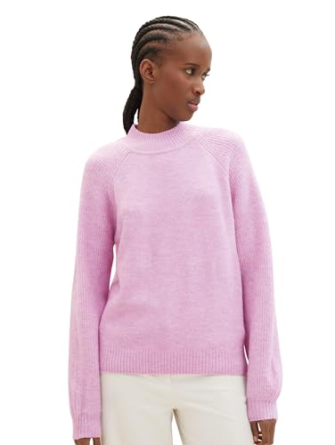 TOM TAILOR Denim Damen Cosy Pullover mit Rollkragen , sweet lavender melange, M von TOM TAILOR Denim