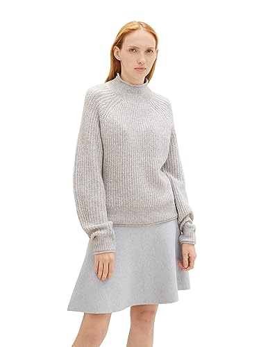 TOM TAILOR Denim Damen Cosy Strickpullover , basic light grey melange, M von TOM TAILOR Denim