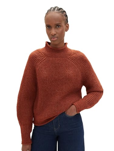 TOM TAILOR Denim Damen Cosy Strickpullover , dark brandy brown, S von TOM TAILOR Denim