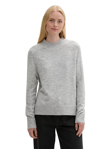 TOM TAILOR Denim Damen Cosy Strickpullover mit Rundhals, 10658 - Cement Grey Mélange, L von TOM TAILOR Denim