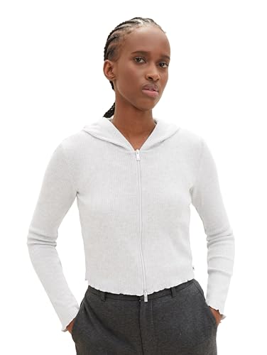 TOM TAILOR Denim Damen Cozy Cardigan mit Rippstruktur, basic light grey melange, XS TOM TAILOR Denim Damen Cozy Cardigan mit Rippstruktur, basic light grey melange, XS von TOM TAILOR Denim