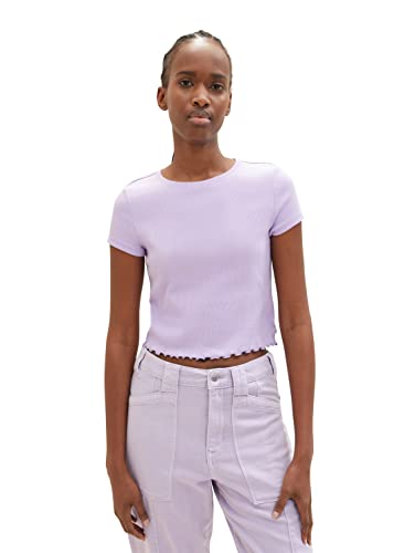 TOM TAILOR Denim Damen Cropped Ripp T-Shirt mit Bio-Baumwolle von TOM TAILOR Denim