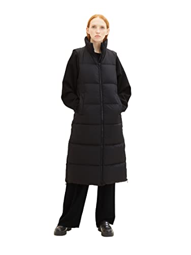 TOM TAILOR Denim Damen 1036571 Longstyle Puffer Weste, 14482-deep Black, XS von TOM TAILOR Denim