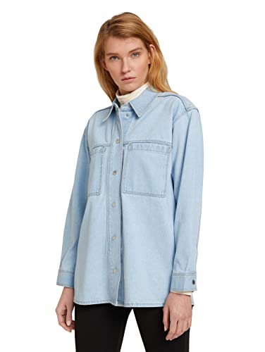 TOM TAILOR Denim Damen Denim Overshirt 1030945, 10118 - Used Light Stone Blue Denim, M von TOM TAILOR Denim