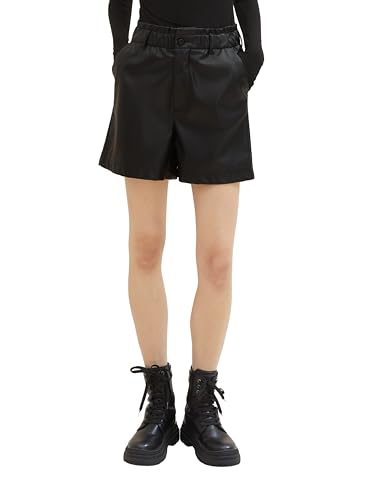 TOM TAILOR Denim Damen Fake-Leder Paperbag Shorts , deep black, S TOM TAILOR Denim Damen Fake-Leder Paperbag Shorts , deep black, S von TOM TAILOR Denim
