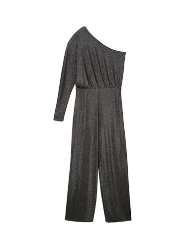 TOM TAILOR Denim Damen Glitzer Lurex One-Shoulder Jumpsuit , black glitter, L von TOM TAILOR Denim