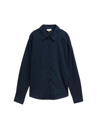 TOM TAILOR Denim Damen Hemd-Bluse mit Knopfleiste und Struktur,10668 - Sky Captain Blue, S von TOM TAILOR Denim