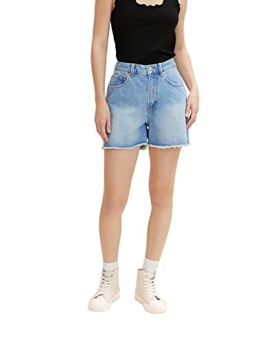 TOM TAILOR Denim Damen High Waist Bermuda Jeans Shorts 1031460, 10118 - Used Light Stone Blue Denim, XS von TOM TAILOR Denim