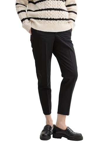 TOM TAILOR Denim Damen High Waist Hose mit Bügelfalte, 14482 - Deep Black, S von TOM TAILOR Denim
