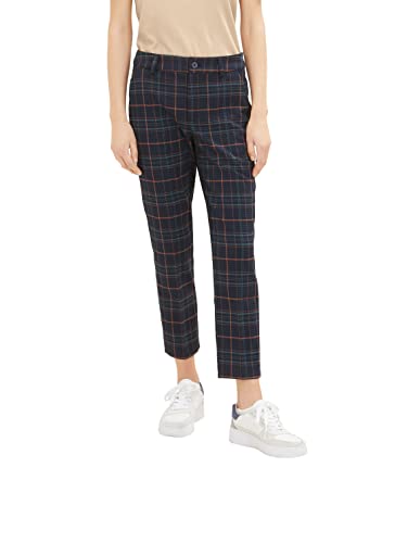 TOM TAILOR Denim Damen Hose mit Karomuster 1033599, 30648 - Navy Check, S von TOM TAILOR Denim