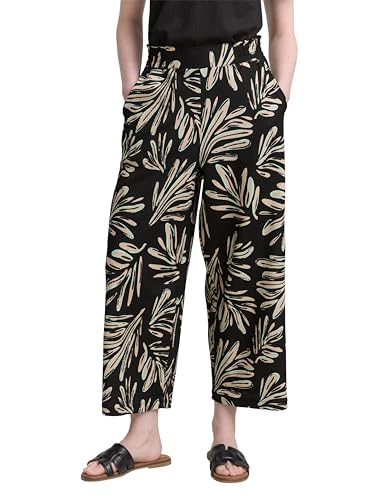 TOM TAILOR Denim Damen 1046824 Culotte High Waist Hose, 37993-Abstract Black Beige Print, XS von TOM TAILOR Denim