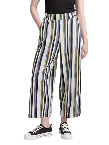 TOM TAILOR Denim Damen 1046824 Culotte High Waist Hose, 37994-Watercolor Stripe, S von TOM TAILOR Denim