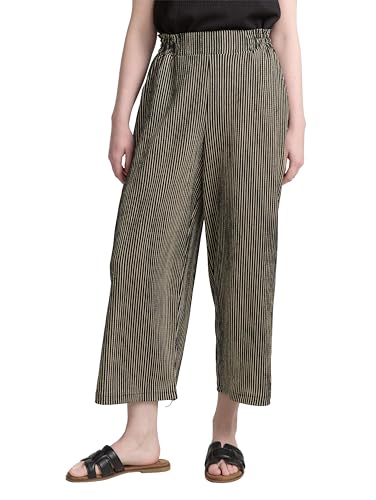 TOM TAILOR Denim Damen 1046824 Culotte High Waist Hose, 37995-Black Beige Stripe, XS von TOM TAILOR Denim
