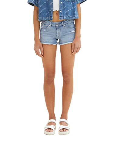 TOM TAILOR Denim Damen Jeans Shorts Low Waist 1036504, 10122 - Destroyed Light Stone Blue Denim, XL von TOM TAILOR Denim