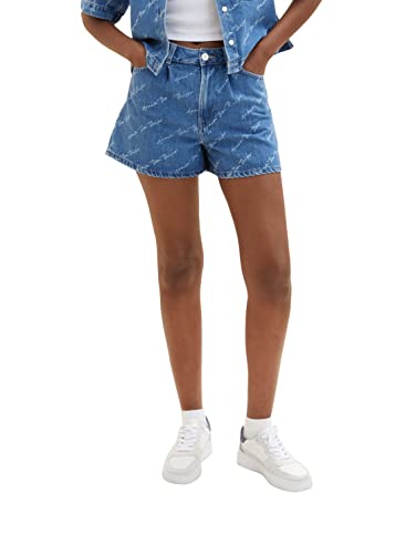 TOM TAILOR Denim Damen Jeans Shorts mit Muster 1035441, 31711 - Denim Laser Print, XL von TOM TAILOR Denim