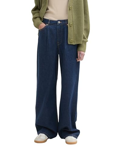 TOM TAILOR Denim Damen Jeanshose mit weitem Bein,10114 - Clean Dark Stone Blue Denim, XS von TOM TAILOR Denim